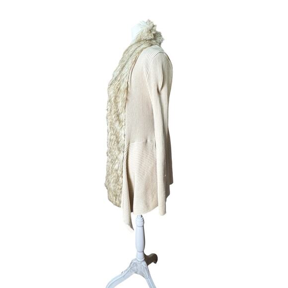 Absolutely Famous Sz S Faux Fur Cardigan Sweater Boho Chic Glam Cozy Layering - Picture 4 of 10